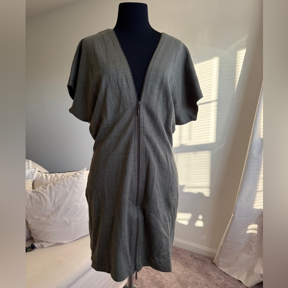 green slip dress near me Women's Tennis Zip Up Dress White with Pink/Lime Zipper / XL